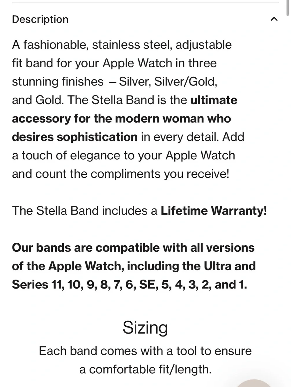 Solace Stella Band Gold Replacement Watch Strap for Apple Watch 38/40/41/42mm